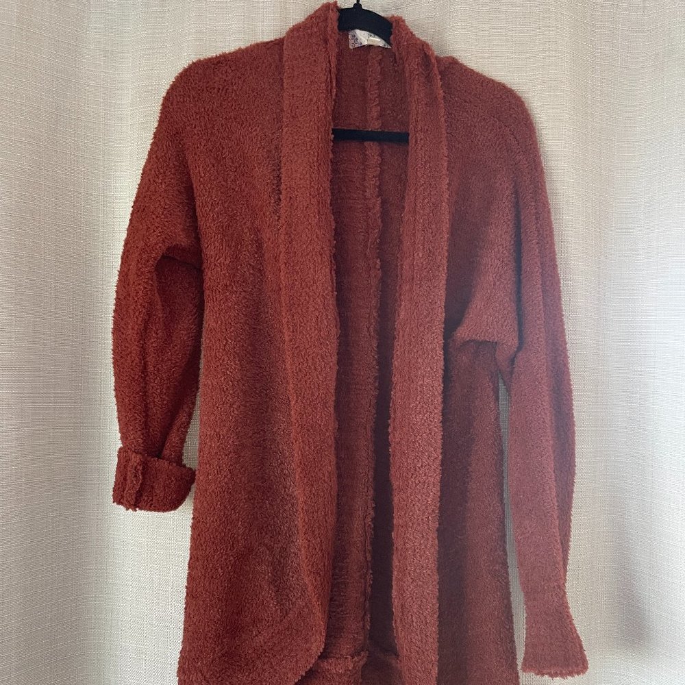 Burnt Sienna/Rust Colored Comfy Chenille Cardigan